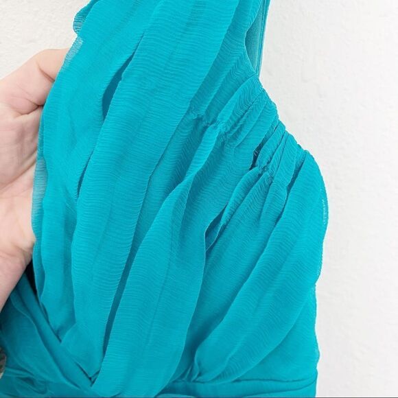 Tadashi Collection Teal Silk Multi Layer Dress - Picture 3 of 12